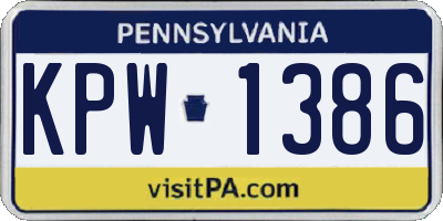 PA license plate KPW1386