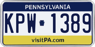 PA license plate KPW1389