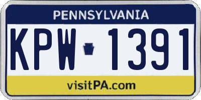 PA license plate KPW1391