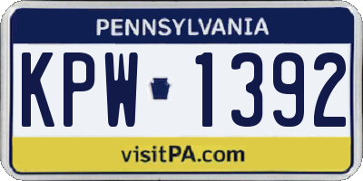 PA license plate KPW1392
