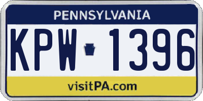 PA license plate KPW1396
