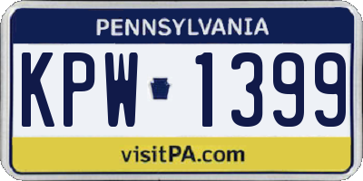 PA license plate KPW1399