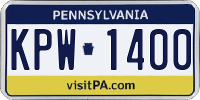 PA license plate KPW1400