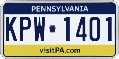 PA license plate KPW1401