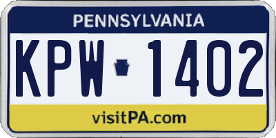PA license plate KPW1402