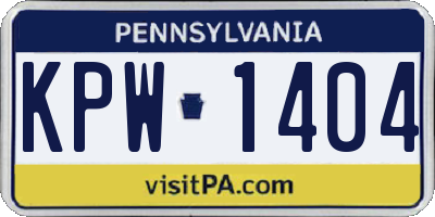 PA license plate KPW1404