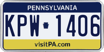 PA license plate KPW1406