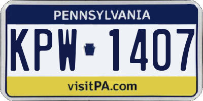 PA license plate KPW1407