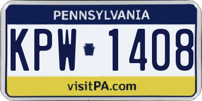 PA license plate KPW1408