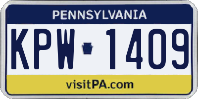 PA license plate KPW1409