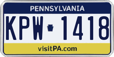 PA license plate KPW1418