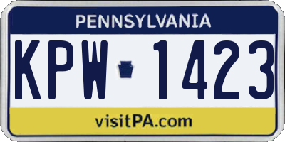 PA license plate KPW1423