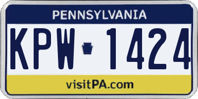 PA license plate KPW1424