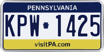 PA license plate KPW1425