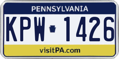 PA license plate KPW1426