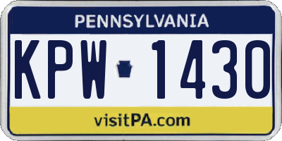 PA license plate KPW1430