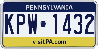 PA license plate KPW1432