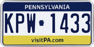 PA license plate KPW1433