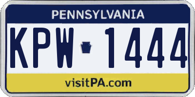 PA license plate KPW1444