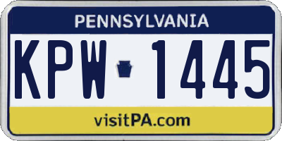 PA license plate KPW1445