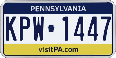 PA license plate KPW1447