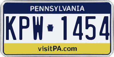 PA license plate KPW1454