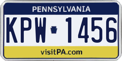 PA license plate KPW1456