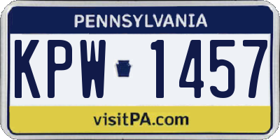 PA license plate KPW1457
