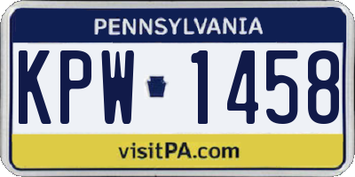 PA license plate KPW1458