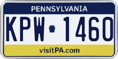 PA license plate KPW1460