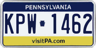 PA license plate KPW1462