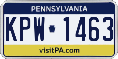 PA license plate KPW1463