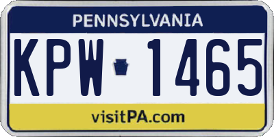 PA license plate KPW1465