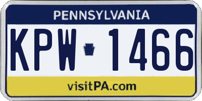 PA license plate KPW1466