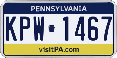 PA license plate KPW1467