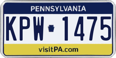 PA license plate KPW1475
