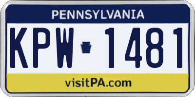 PA license plate KPW1481