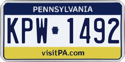PA license plate KPW1492