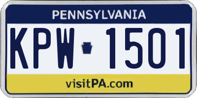 PA license plate KPW1501