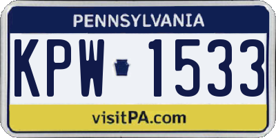 PA license plate KPW1533