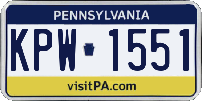 PA license plate KPW1551