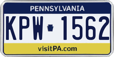 PA license plate KPW1562