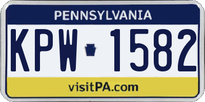 PA license plate KPW1582