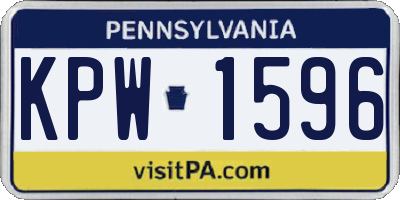 PA license plate KPW1596