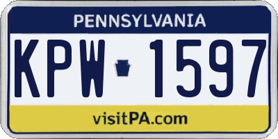 PA license plate KPW1597