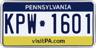 PA license plate KPW1601