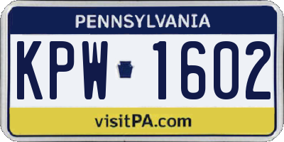 PA license plate KPW1602