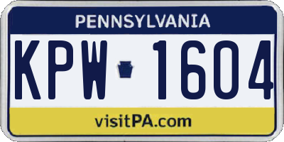 PA license plate KPW1604