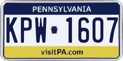 PA license plate KPW1607