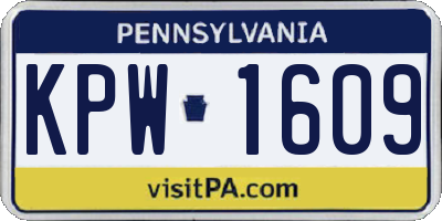 PA license plate KPW1609